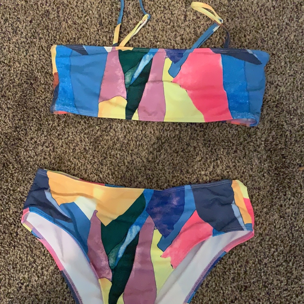 Colorful high waisted bikini from Shein.